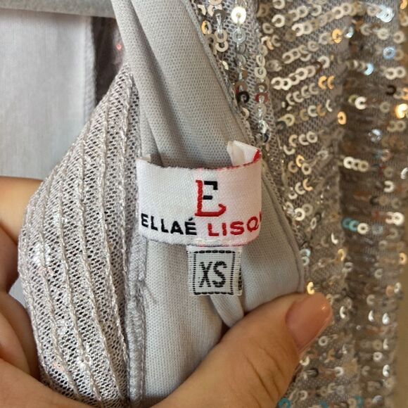 Ellae Lisque Center of Atention Mini Silver Dress Backless Sequin Size XS - Picture 11 of 11